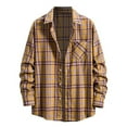 thumbnail image 1 of Mens Long Sleeve Plaid Printed Shirts Lapel Button Blouse with Pockets Trendy Casual Tops, 1 of 4