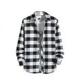 thumbnail image 1 of Mens Long Sleeve Plaid Shirts Button Down Flannel Shirt Spring Fall Casual Grey XXXXL, 1 of 3