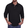 thumbnail image 1 of JWD Mens Long Sleeve Polo Shirt Classic Collared Button Pullover Casual Regular Fit Soft Lightweight Knit Top Black S, 1 of 9