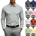 thumbnail image 1 of Mens Long Sleeve Polo Shirts Business Casual Dry Fit Golf Shirts Lightweight Breathable Tennis Shirt Basic Tee Gray M, 1 of 9