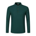 thumbnail image 1 of Mens Long Sleeve Polo Shirts Button Up Solid Color Casual Work Wear Polos Fall Winter Cotton Tops (Dark Green, Size S), 1 of 8