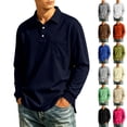 thumbnail image 1 of Mens Long Sleeve Polo Shirts Classic Casual Polo Tshirt Button Business Shirt Regular Fit Polo Tee with Pocket with Pocket, 1 of 6