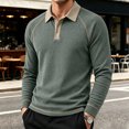 thumbnail image 1 of Mens Long Sleeve Polo Shirts Fashion Casual Raglan Button Polo Tee Collared Golf Shirt, S, 1 of 6