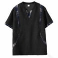 thumbnail image 1 of Mens Long Sleeve Polo Shirts Spring Fashion V Neck Pullover Sweatshirt Casual Plaid Jacquard Textured Henley Shirts, 1 of 7