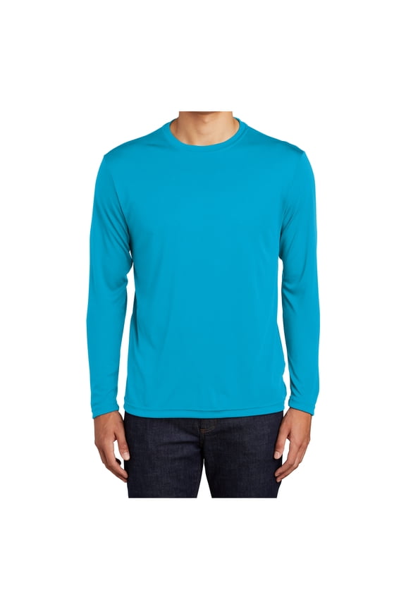 Mens Long Sleeve PosiCharge Competitor Polyester Tee Shirt Atomic Blue 3XL