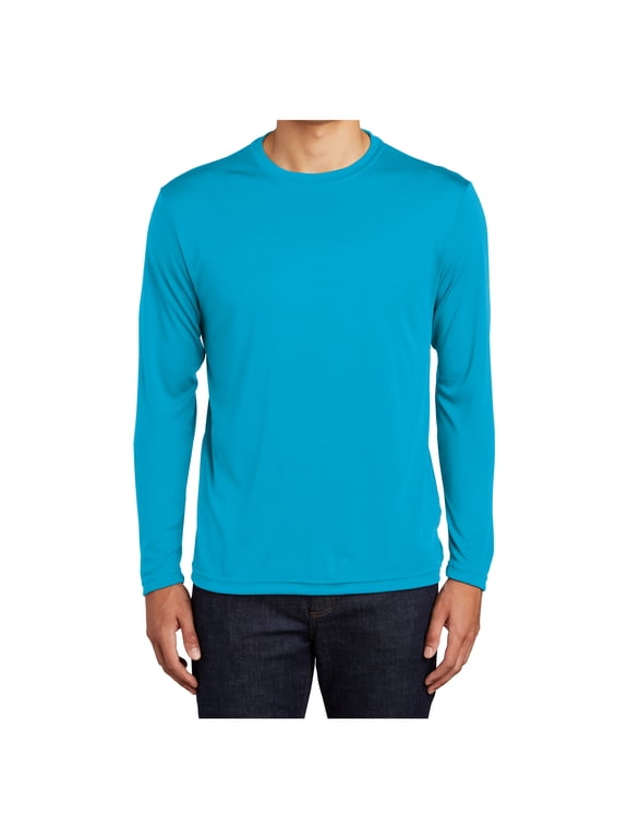 Mens Long Sleeve PosiCharge Competitor Polyester Tee Shirt Atomic Blue M