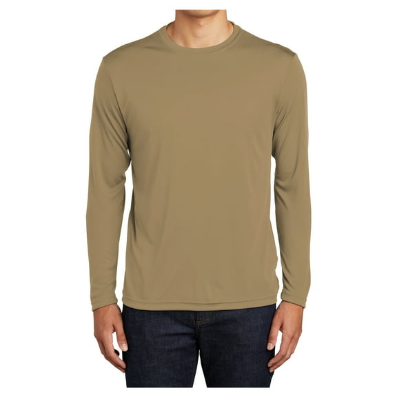 Mens Long Sleeve PosiCharge Competitor Polyester Tee Shirt Coyote Brown M