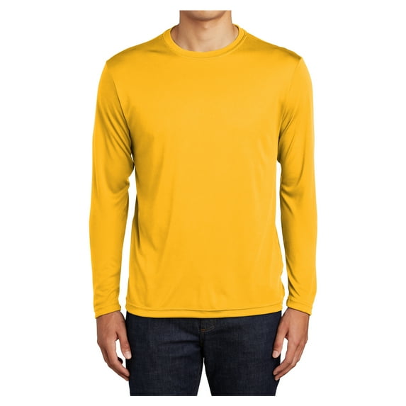 Mens Long Sleeve PosiCharge Competitor Polyester Tee Shirt Gold 2XL