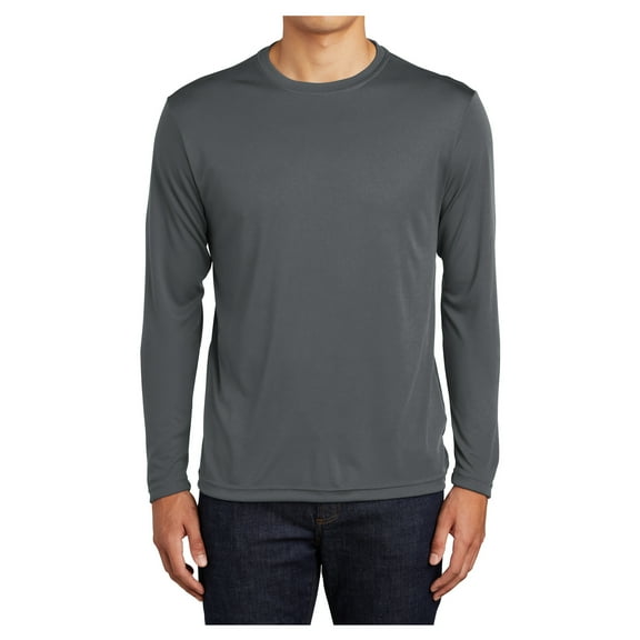 Mens Long Sleeve PosiCharge Competitor Polyester Tee Shirt Iron Grey M