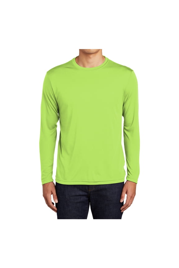 Mens Long Sleeve PosiCharge Competitor Polyester Tee Shirt Lime Shock XL