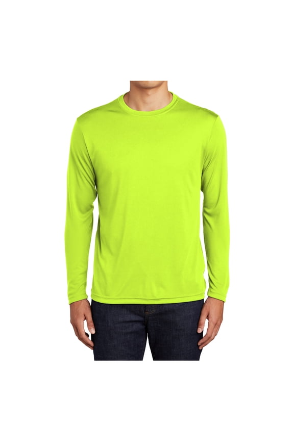 Mens Long Sleeve PosiCharge Competitor Polyester Tee Shirt Neon Yellow S