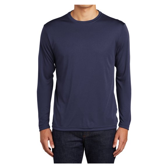 Mens Long Sleeve PosiCharge Competitor Polyester Tee Shirt True Navy XS