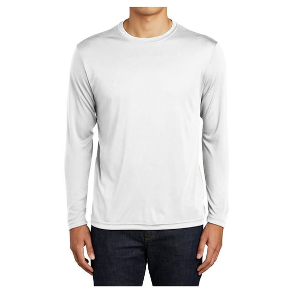 Mens Long Sleeve PosiCharge Competitor Polyester Tee Shirt White M