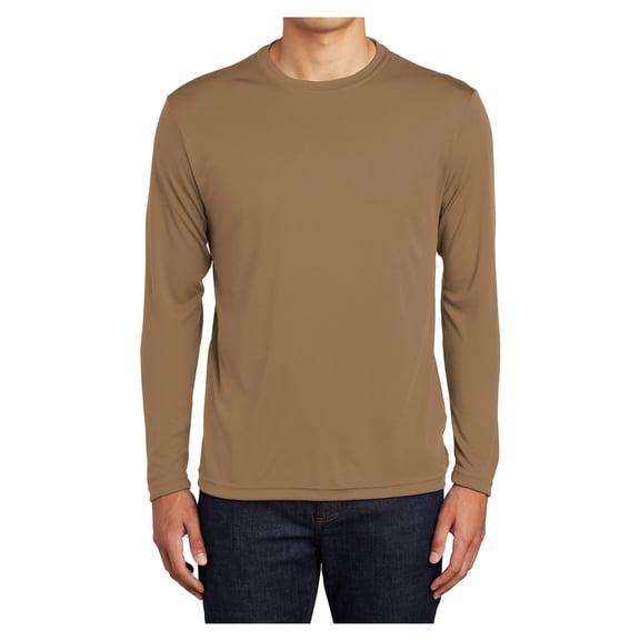 Mens Long Sleeve PosiCharge Competitor Polyester Tee Shirt Woodland Brown M