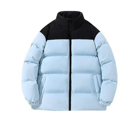 Mens Long Sleeve Puffer Jacket, Regular Fit, Solid Color, Warm Fabric, Suitable for Cool Summer Nights and Indoor Activities