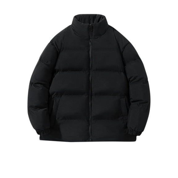 Mens Long Sleeve Puffer Jacket, Regular Fit, Solid Color, Warm Fabric, Suitable for Cool Summer Nights and Indoor Activities