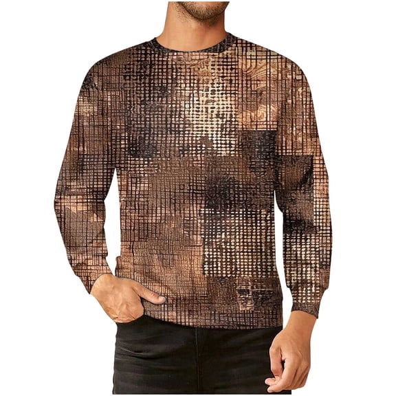 Mens Long Sleeve Pullover Classic Crewneck Vintage Printed Sweatshirts Casual Loose Tops