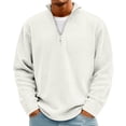 thumbnail image 1 of Quarter Zip Pullover Men Corduroy Sweatshirt Long Sleeve Stand Collar Golf Polo Shirt Lightweight Textured Sweater Top for Outdoor Wear, 1 of 6