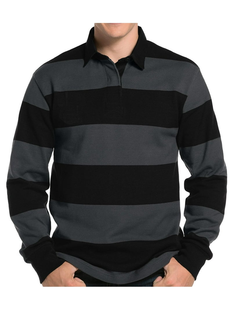 jimwag border rugby shirt 黒 Mens Long Sleeve Rugby Shirt - Black/Graphite, 4XL - Walmart.com