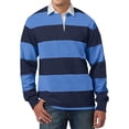 thumbnail image 1 of Mens Long Sleeve Rugby Shirt - Navy/Carolina Blue, Large, 1 of 2