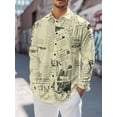 thumbnail image 1 of Mens Long Sleeve Shirt Button Down Loose Fit Vintage Shirts Banded Collar Tops Henley Shirt Khaki 3XL, 1 of 5