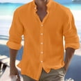thumbnail image 1 of Mens Long Sleeve Shirt Casual Stylish Soft Shirts Comfortable Slim Fit Open-Front Shirt Orange Size M, 1 of 4