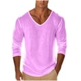 thumbnail image 1 of Mens Long Sleeve Shirt Lightweight Casual V-Neck Cotton Pullover Solid Color Tee Classic Long Sleeve Shirts for Men, 1 of 6