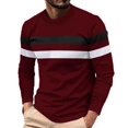thumbnail image 1 of Mens Long Sleeve Shirt Soft Casual Full Sleeves Crew Neck Tee Color Block Striped Design Relaxed Sweatshirt, 1 of 4