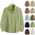 thumbnail image 1 of lcziwo Mens Long Sleeve Shirt Upf 50+ Sun Protection Fishing Button down Outerwear Solid Color Going Out Tops with Chest Pocket Yellow S, 1 of 9