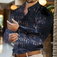 thumbnail image 1 of Mens Long Sleeve Shirts Button-Down Collared Tshirts Shirt Trendy Shiny Stripe Printed Breathable Lapel Nightclub Party Shackets Tops, 1 of 5