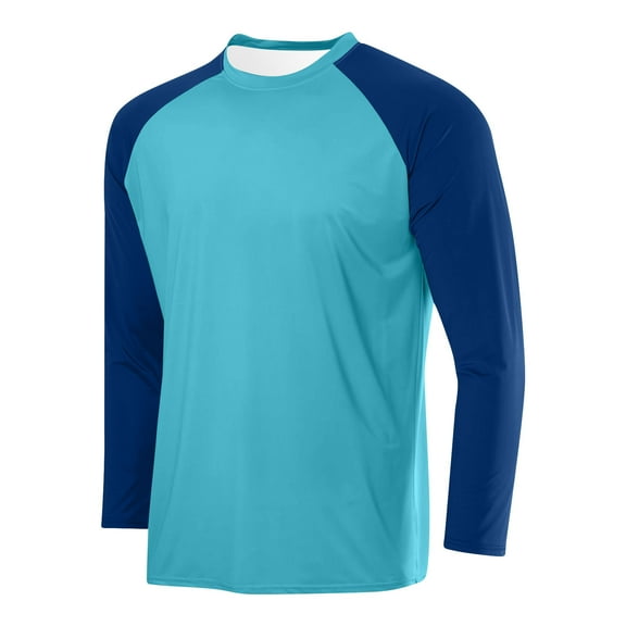 Mens Long Sleeve Shirts Casual Breathable Solid Color Sport Raglan Round Neck Shirts Tops