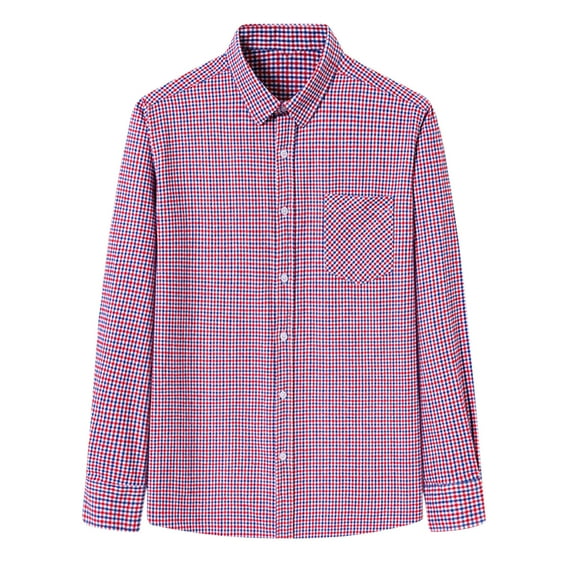 Mens Long Sleeve Shirts Casual Button Down Plaid Flannel Shirts Cotton Lightweight Jackets with Pocket Pink 2XL