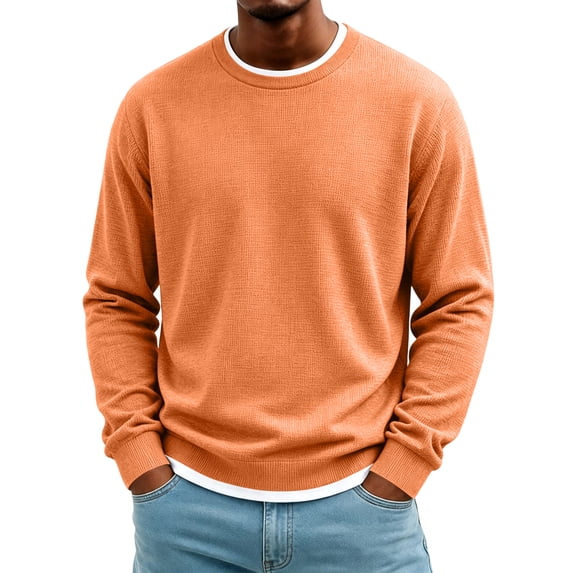Mens Long Sleeve Shirts Casual Waffle Thermal Pullover Sweatshirt Crew Neck Loose Cotton Undershirt Winter Insulated Big and Tall Men's Tops