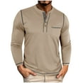 thumbnail image 1 of Mens Long Sleeve Shirts Classic Button Henley Tee Shirt Casual Lightweight Slim Fit Fall Soft T-Shirts with Pockets, 1 of 6