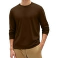 thumbnail image 1 of Mens Long Sleeve Shirts Crewneck T Shirts Fall Tops Casual Basic Tees Clothes Brown L, 1 of 6