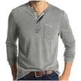 thumbnail image 1 of Mens Long Sleeve Shirts, Henley Shirts for Men Fall Casual Loose Fit Solid Color Button Up T-Shirts with Pockets, 1 of 6