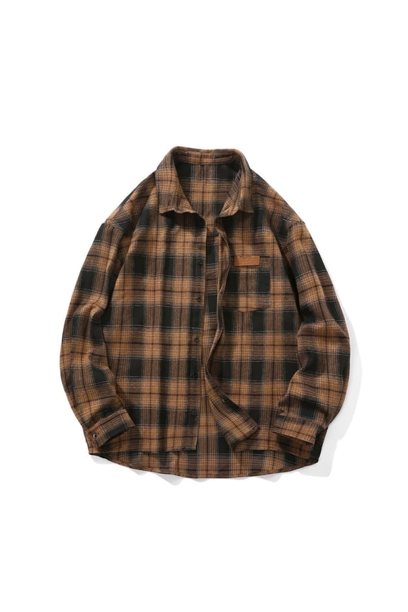 Mens Long Sleeve Shirts with Pockets Big and Tall M-5X Plus Size Button Up Collared T Shirt Casual Plaid Printed Comfort Basic Lapel Work Tops