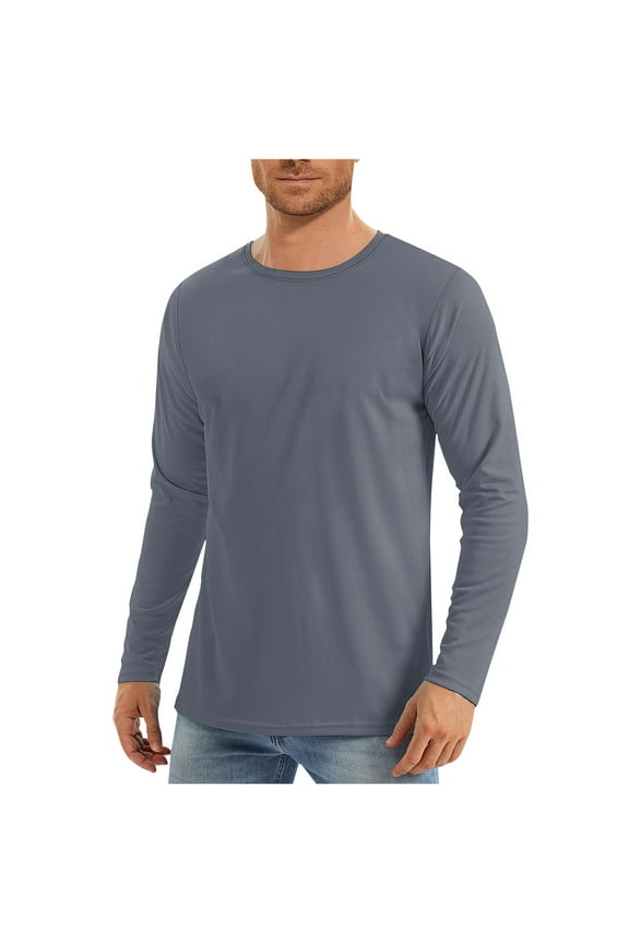 Mens Long Sleeve Shirts SPF UPF 50+ UV Rash Guard Sun Protection Shirt Breathable Hiking Swimming Running T-Shirt