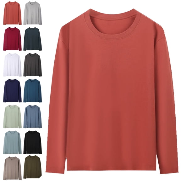 Mens Long Sleeve Shirts Solid Color Sweat Shirts Pocket Round Neck Blouse Oversized T Shirts Tops T Shirts For Men