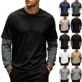 thumbnail image 1 of Mens Long Sleeve Shirts Spliced Sweatshirt Workout Athletic Quick Dry Basic Shirt Casual Fall Outfits, XL, 1 of 7