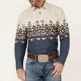 thumbnail image 1 of Mens Long Sleeve Shirts Western Tribal Ethnic Vintage Retro Button Outwear Tops, 1 of 4