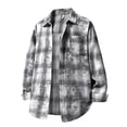 thumbnail image 1 of Mens Long Sleeve Shirts with Pocket and Collared Button-Down Tshirts Shirt Casual Plaid Printed Comfort Lapel Loungewear Work Shackets Tops, 1 of 3