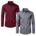 thumbnail image 1 of Mens Long Sleeve Slim-Fit Design Dress Shirts (2-Pack), 1 of 4