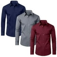 thumbnail image 1 of Mens Long Sleeve Slim-Fit Design Dress Shirts (3-Pack), 1 of 4