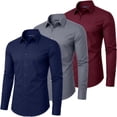 thumbnail image 1 of Mens Long Sleeve Slim-Fit Design Dress Shirts (3-Pack), 1 of 8