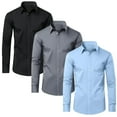 thumbnail image 1 of Mens Long Sleeve Slim-Fit Design Dress Shirts (3-Pack), 1 of 4