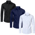 thumbnail image 1 of Mens Long Sleeve Slim-Fit Design Dress Shirts (3-Pack), 1 of 4