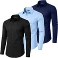 thumbnail image 1 of Mens Long Sleeve Slim-Fit Design Dress Shirts (3-Pack), 1 of 8