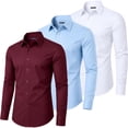thumbnail image 1 of Mens Long Sleeve Slim-Fit Design Dress Shirts (3-Pack), 1 of 8