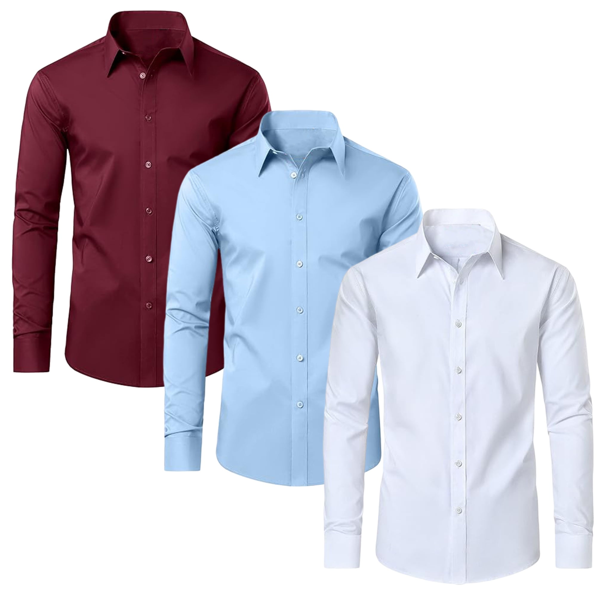 mens dress shirts 3 pack Men's 3-Pack Short Sleeve Dress Shirts (S-5XL)